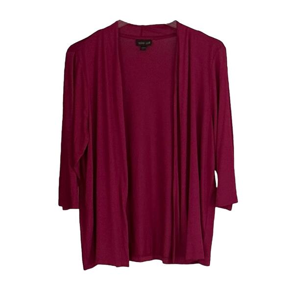 J.Jill Wearever Collection Wine Basketweave Short Sleeve Dress Open Cardigan L - Picture 3 of 7